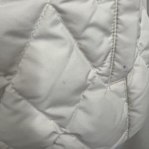 Eddie Bauer Puffer Vest Womens S Small White Premium Goose Down Faux Fur Collar - Picture 12 of 15